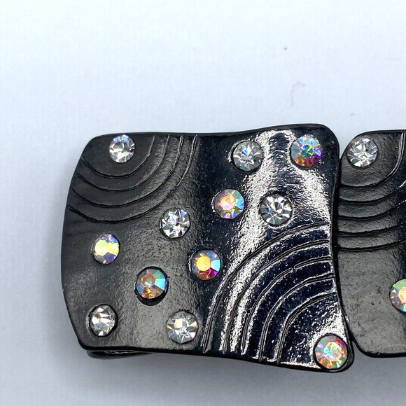 Dolce Vita Panel Bracelet Rare Rhinestone Piece 80s 90s French Designer 6.5-7.75 - Picture 10 of 10